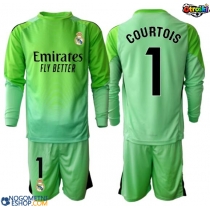 Otroški Nogometni dresi Real Madrid Thibaut Courtois #1 Vratar Gostujoči 2025-26 Dolgi Rokav (+ Kratke hlače)